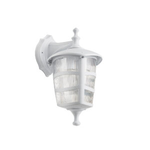 GloboStar® ZARDIN 203-0239 Vintage Επιτοίχιο Φωτιστικό Φαναράκι Μονόφωτο 1 x E27 IP44 Λευκό Πλαστικό Σώμα – Μ22 x Π17 x Υ27cm