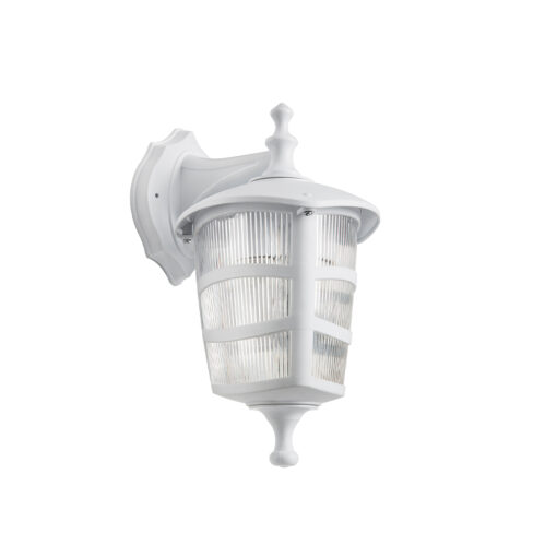 GloboStar® ZARDIN 203-0239 Vintage Επιτοίχιο Φωτιστικό Φαναράκι Μονόφωτο 1 x E27 IP44 Λευκό Πλαστικό Σώμα – Μ22 x Π17 x Υ27cm