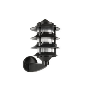 GloboStar® LANTERNA 203-0244 Μοντέρνο Επιτοίχιο Φωτιστικό Φαναράκι Μονόφωτο 1 x E27 IP44 Μαύρο Πλαστικό Σώμα – Μ24 x Π16 x Υ27.5cm