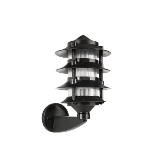 GloboStar® LANTERNA 203-0244 Μοντέρνο Επιτοίχιο Φωτιστικό Φαναράκι Μονόφωτο 1 x E27 IP44 Μαύρο Πλαστικό Σώμα – Μ24 x Π16 x Υ27.5cm