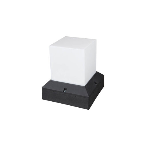 GloboStar® CUBIX 203-0245 Μοντέρνο Επιδαπέδιο Φωτιστικό Μονόφωτο 1 x E27 IP44 Μαύρο Πλαστικό Σώμα – Μ22.5 x Π22.5 x Υ25cm