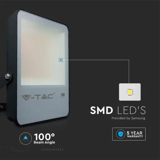 Προβολέας LED V-TAC PRO Samsung Chip 50W φυσικό λευκό 4000K Μαύρο σώμα 137lm/W Evolution – 20404