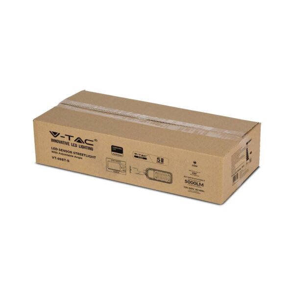 LED φωτιστικό δρόμου V-TAC PRO Samsung Chip με Αισθητήρα Φωτός 50W 5000lm 4000Κ Γκρί – 20432