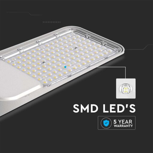 LED φωτιστικό δρόμου V-TAC PRO Samsung Chip με Αισθητήρα Φωτός 50W 5000lm 4000Κ Γκρί – 20432