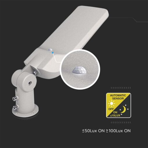LED φωτιστικό δρόμου V-TAC PRO Samsung Chip με Αισθητήρα Φωτός 50W 5000lm 4000Κ Γκρί – 20432