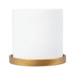 GloboStar® Artificial Garden KASOS 20444 Πήλινο Κεραμικό Κασπώ Γλάστρα – Flower Pot Λευκό με Χρυσό Φ15cm x Υ15cm