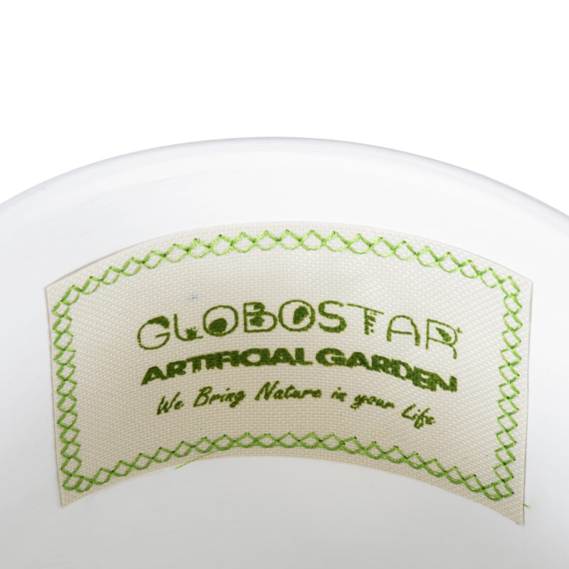 GloboStar® Artificial Garden KASOS 20444 Πήλινο Κεραμικό Κασπώ Γλάστρα – Flower Pot Λευκό με Χρυσό Φ15cm x Υ15cm