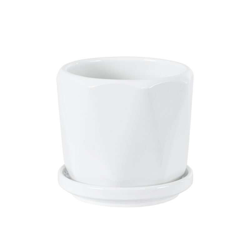 GloboStar® Artificial Garden KARPATHOS 20463 ΣΕΤ 3 Πήλινα Κεραμικά Κασπώ Γλάστρες – Flower Pots Λευκό A:Φ10cm x Υ10cm B:Φ13cm x Υ13.5cm C:Φ16cm x Υ16.5cm