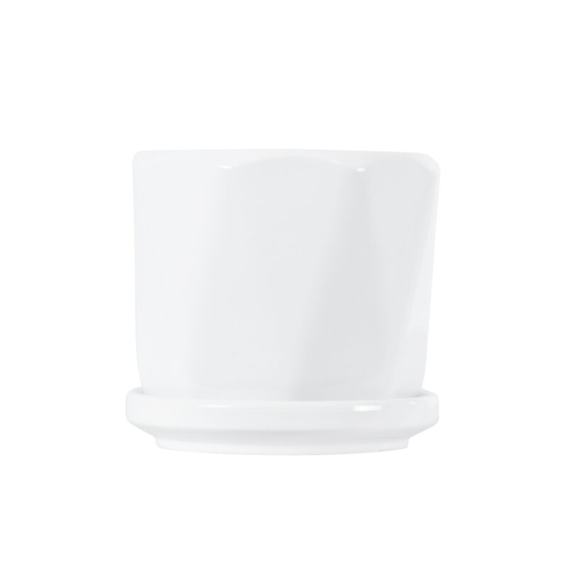 GloboStar® Artificial Garden KARPATHOS 20463 ΣΕΤ 3 Πήλινα Κεραμικά Κασπώ Γλάστρες – Flower Pots Λευκό A:Φ10cm x Υ10cm B:Φ13cm x Υ13.5cm C:Φ16cm x Υ16.5cm