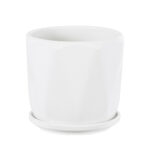 GloboStar® Artificial Garden KARPATHOS 20463 ΣΕΤ 3 Πήλινα Κεραμικά Κασπώ Γλάστρες – Flower Pots Λευκό A:Φ10cm x Υ10cm B:Φ13cm x Υ13.5cm C:Φ16cm x Υ16.5cm