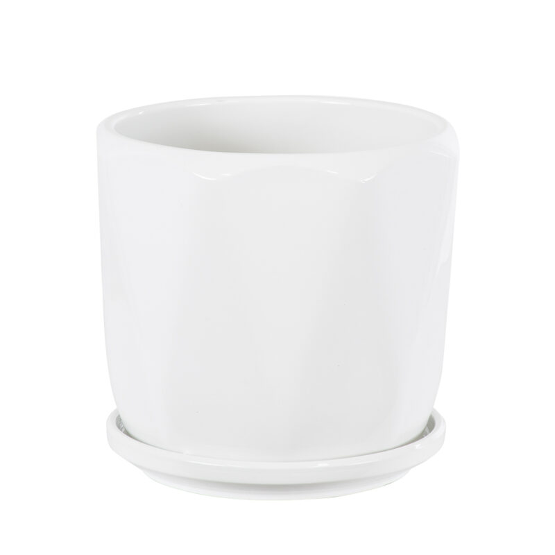 GloboStar® Artificial Garden KARPATHOS 20463 ΣΕΤ 3 Πήλινα Κεραμικά Κασπώ Γλάστρες – Flower Pots Λευκό A:Φ10cm x Υ10cm B:Φ13cm x Υ13.5cm C:Φ16cm x Υ16.5cm