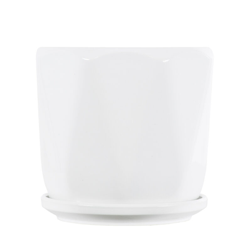 GloboStar® Artificial Garden KARPATHOS 20463 ΣΕΤ 3 Πήλινα Κεραμικά Κασπώ Γλάστρες – Flower Pots Λευκό A:Φ10cm x Υ10cm B:Φ13cm x Υ13.5cm C:Φ16cm x Υ16.5cm