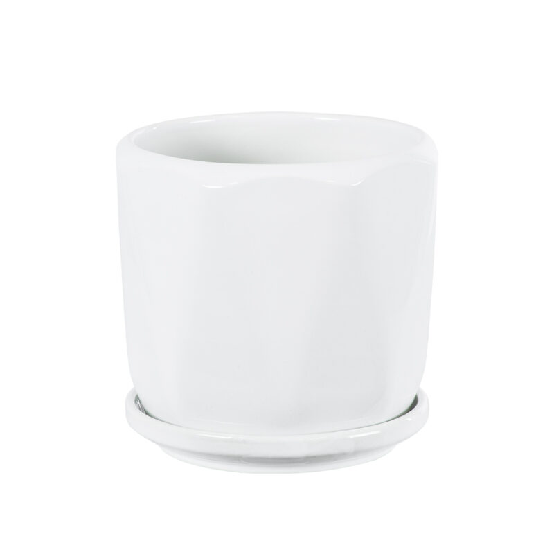 GloboStar® Artificial Garden KARPATHOS 20463 ΣΕΤ 3 Πήλινα Κεραμικά Κασπώ Γλάστρες – Flower Pots Λευκό A:Φ10cm x Υ10cm B:Φ13cm x Υ13.5cm C:Φ16cm x Υ16.5cm