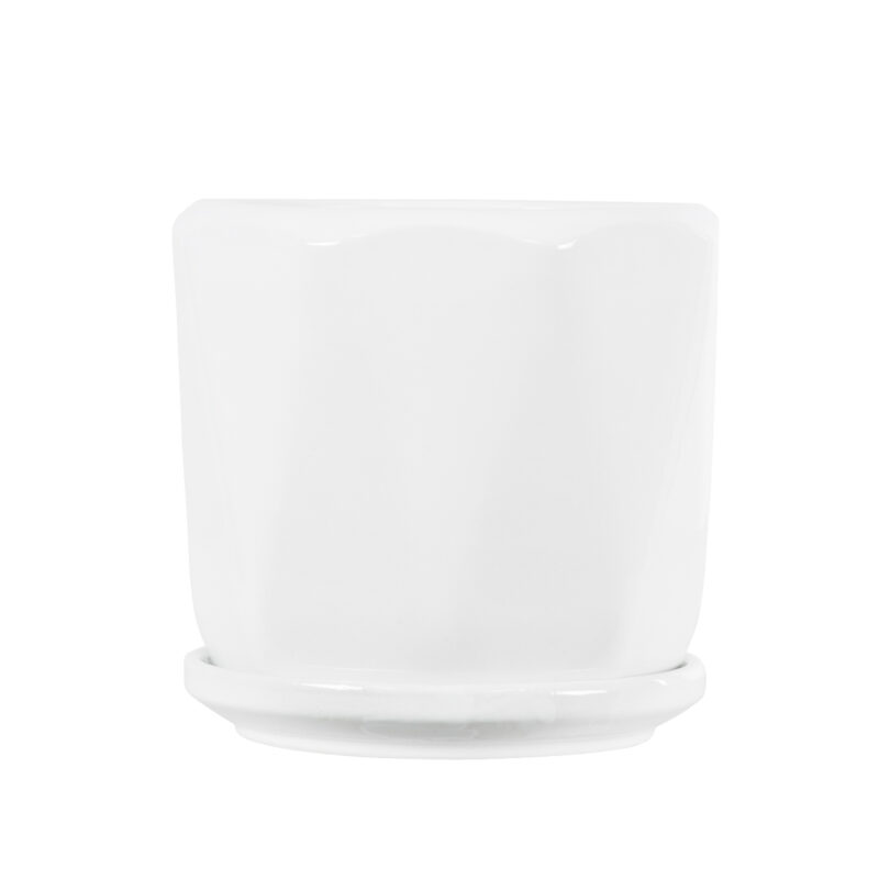 GloboStar® Artificial Garden KARPATHOS 20463 ΣΕΤ 3 Πήλινα Κεραμικά Κασπώ Γλάστρες – Flower Pots Λευκό A:Φ10cm x Υ10cm B:Φ13cm x Υ13.5cm C:Φ16cm x Υ16.5cm