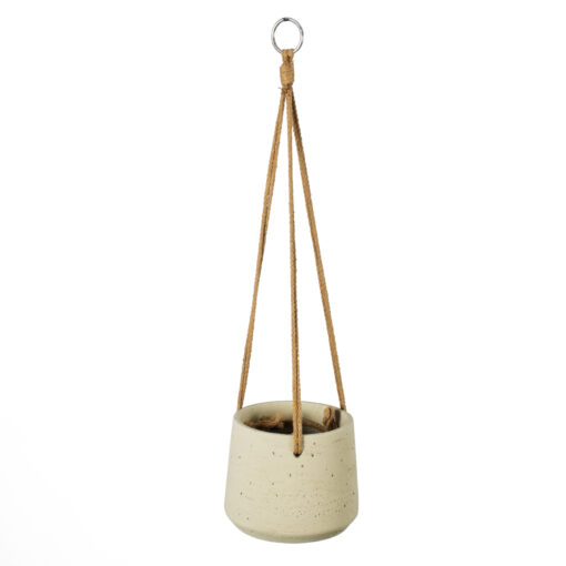 GloboStar® Artificial Garden DONOUSA 20465 Κρεμαστό Πήλινο Κεραμικό Κασπώ Γλάστρα – Flower Pot Μπεζ Φ13.5cm x Υ13cm