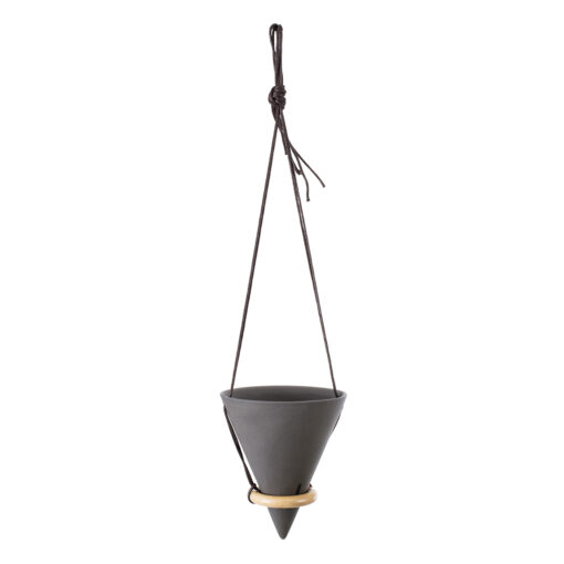 GloboStar® Artificial Garden AIGINA 20466 Κρεμαστό Πήλινο Κεραμικό Κασπώ Γλάστρα – Flower Pot Μαύρο Φ13cm x Υ15cm