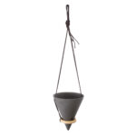 GloboStar® Artificial Garden AIGINA 20466 Κρεμαστό Πήλινο Κεραμικό Κασπώ Γλάστρα – Flower Pot Μαύρο Φ13cm x Υ15cm