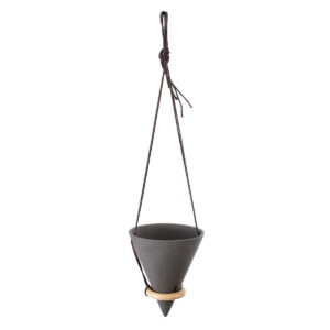 GloboStar® Artificial Garden AIGINA 20466 Κρεμαστό Πήλινο Κεραμικό Κασπώ Γλάστρα – Flower Pot Μαύρο Φ13cm x Υ15cm