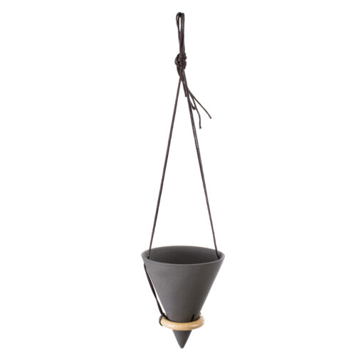 GloboStar® Artificial Garden AIGINA 20466 Κρεμαστό Πήλινο Κεραμικό Κασπώ Γλάστρα – Flower Pot Μαύρο Φ13cm x Υ15cm
