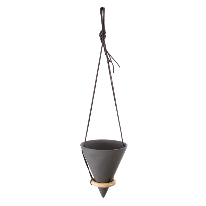 GloboStar® Artificial Garden AIGINA 20466 Κρεμαστό Πήλινο Κεραμικό Κασπώ Γλάστρα – Flower Pot Μαύρο Φ13cm x Υ15cm