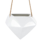 GloboStar® Artificial Garden HERAKLIO 20467 Κρεμαστό Πήλινο Κεραμικό Κασπώ Γλάστρα – Flower Pot Λευκό Μ13.5cm x Π15.5 x Υ37cm