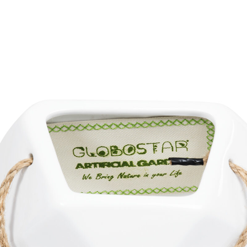 GloboStar® Artificial Garden HERAKLIO 20467 Κρεμαστό Πήλινο Κεραμικό Κασπώ Γλάστρα – Flower Pot Λευκό Μ13.5cm x Π15.5 x Υ37cm