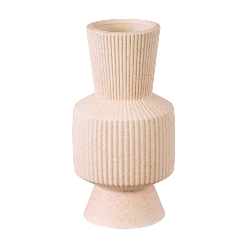 GloboStar® Artificial Garden CAPRI 20468 Πήλινο Κεραμικό Κασπώ Γλάστρα – Flower Pot Απαλό Μπεζ Φ7.5cm x Υ20cm