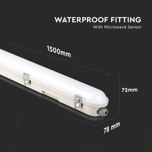 LED Φωτιστικό 48W Τύπου Φθορίου 150cm V-TAC PRO Samsung Chip 120° 5760lm με Ανιχνευτή Κίνησης IP65 Ψυχρό 6400K – 20471