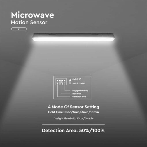 LED Φωτιστικό 48W Τύπου Φθορίου 150cm V-TAC PRO Samsung Chip 120° 5760lm με Ανιχνευτή Κίνησης IP65 Ψυχρό 6400K – 20471