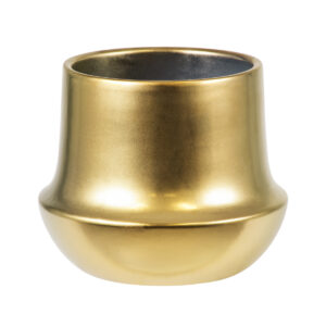 GloboStar® Artificial Garden KERKYRA 20474 Πήλινο Κεραμικό Κασπώ Γλάστρα – Flower Pot Χρυσό Φ13cm x Υ23cm