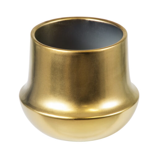 GloboStar® Artificial Garden KERKYRA 20474 Πήλινο Κεραμικό Κασπώ Γλάστρα – Flower Pot Χρυσό Φ13cm x Υ23cm