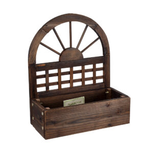 GloboStar® Artificial Garden ANTIPAXOS 20476 Επιτοίχιο Ξύλινο Κασπώ Γλάστρα – Flower Pot Καφέ Φ38cm x Υ45cm