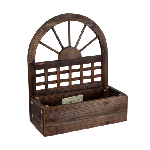 GloboStar® Artificial Garden ANTIPAXOS 20476 Επιτοίχιο Ξύλινο Κασπώ Γλάστρα – Flower Pot Καφέ Φ38cm x Υ45cm