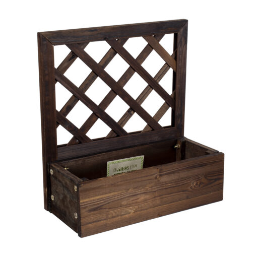 GloboStar® Artificial Garden SIKINOS 20477 Επιτοίχιο Ξύλινο Κασπώ Γλάστρα – Flower Pot Καφέ Φ38cm x Υ45cm