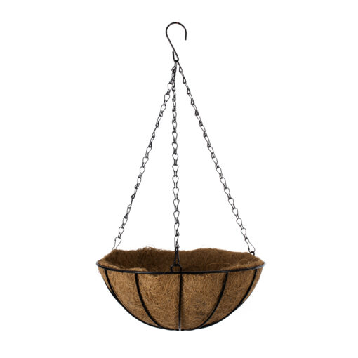 GloboStar® Artificial Garden SALAMINA 20480 Κρεμαστό Κασπώ Γλάστρα – Flower Pot από Φλοιό Καρύδας Καφέ Φ30cm x Υ15cm