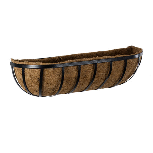 GloboStar® Artificial Garden OINOUSSES 20481 Επιτοίχιο Κασπώ Γλάστρα – Flower Pot από Φλοιό Καρύδας Καφέ Μ61cm x Π19cm x Υ18cm