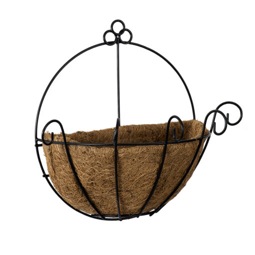 GloboStar® Artificial Garden KOUFONISIA 20482 Επιτοίχιο Κασπώ Γλάστρα – Flower Pot από Φλοιό Καρύδας Καφέ Φ25cm x Υ15cm