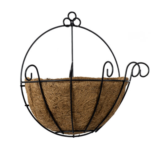 GloboStar® Artificial Garden KOUFONISIA 20482 Επιτοίχιο Κασπώ Γλάστρα – Flower Pot από Φλοιό Καρύδας Καφέ Φ25cm x Υ15cm