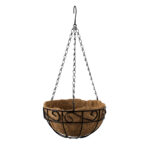 GloboStar® Artificial Garden KARYSTOS 20483 Κρεμαστό Κασπώ Γλάστρα – Flower Pot από Φλοιό Καρύδας Καφέ με Μαύρο Φ25cm x Υ15cm