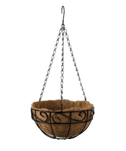 GloboStar® Artificial Garden KARYSTOS 20483 Κρεμαστό Κασπώ Γλάστρα – Flower Pot από Φλοιό Καρύδας Καφέ με Μαύρο Φ25cm x Υ15cm