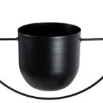 GloboStar® Artificial Garden TILOS 20485 Κρεμαστό Μεταλλικό Κασπώ Γλάστρα – Flower Pot Μαύρο Φ35cm x Υ15cm