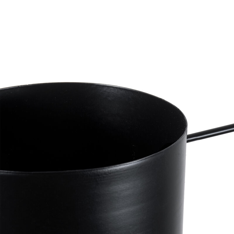 GloboStar® Artificial Garden TILOS 20485 Κρεμαστό Μεταλλικό Κασπώ Γλάστρα – Flower Pot Μαύρο Φ35cm x Υ15cm