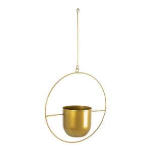 GloboStar® Artificial Garden TILOS 20486 Κρεμαστό Μεταλλικό Κασπώ Γλάστρα – Flower Pot Χρυσό Φ35cm x Υ15cm