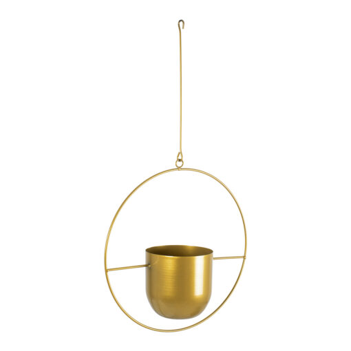 GloboStar® Artificial Garden TILOS 20486 Κρεμαστό Μεταλλικό Κασπώ Γλάστρα – Flower Pot Χρυσό Φ35cm x Υ15cm