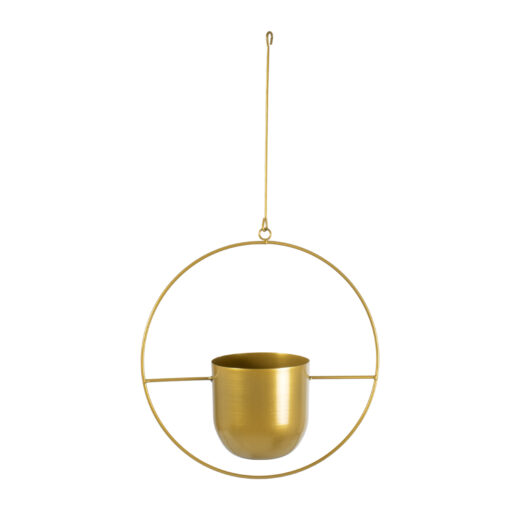 GloboStar® Artificial Garden TILOS 20486 Κρεμαστό Μεταλλικό Κασπώ Γλάστρα – Flower Pot Χρυσό Φ35cm x Υ15cm
