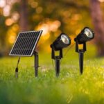 LED ηλιακό φωτιστικό καρφί 2×1.2W θερμό λευκό 3000K μαύρο σώμα V-TAC – 20488