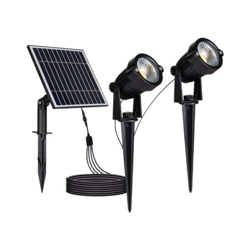 LED ηλιακό φωτιστικό καρφί 2×1.2W θερμό λευκό 3000K μαύρο σώμα V-TAC – 20488