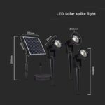 LED ηλιακό φωτιστικό καρφί 3×1.2W θερμό λευκό 3000K μαύρο σώμα V-TAC – 20489