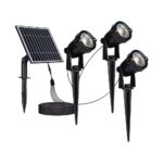 LED ηλιακό φωτιστικό καρφί 3×1.2W θερμό λευκό 3000K μαύρο σώμα V-TAC – 20489