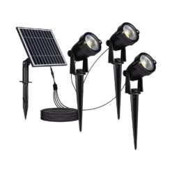 LED ηλιακό φωτιστικό καρφί 3×1.2W θερμό λευκό 3000K μαύρο σώμα V-TAC – 20489